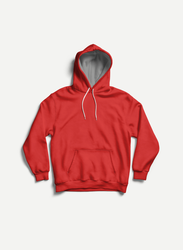 Sudadera con capucha gruesa y holgada, y de color rojo